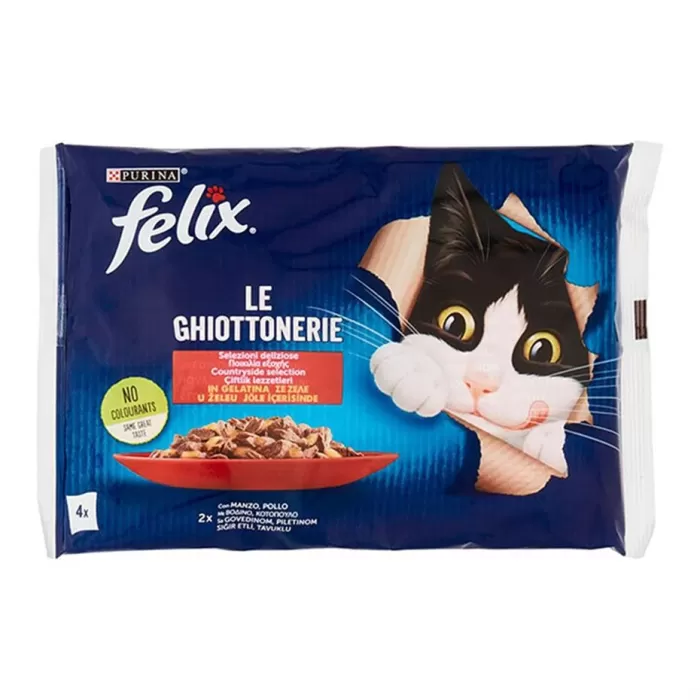 Felix Jöle İçinde Sığır Etli ve Tavuklu Yetişkin Kedi Konservesi 85gr (4lü)