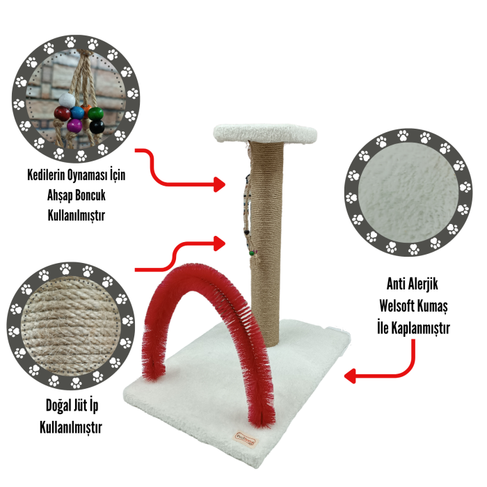 10lu Paket Fırçalı Kedi Tırmalama Tahtası ve Oyun Platformu