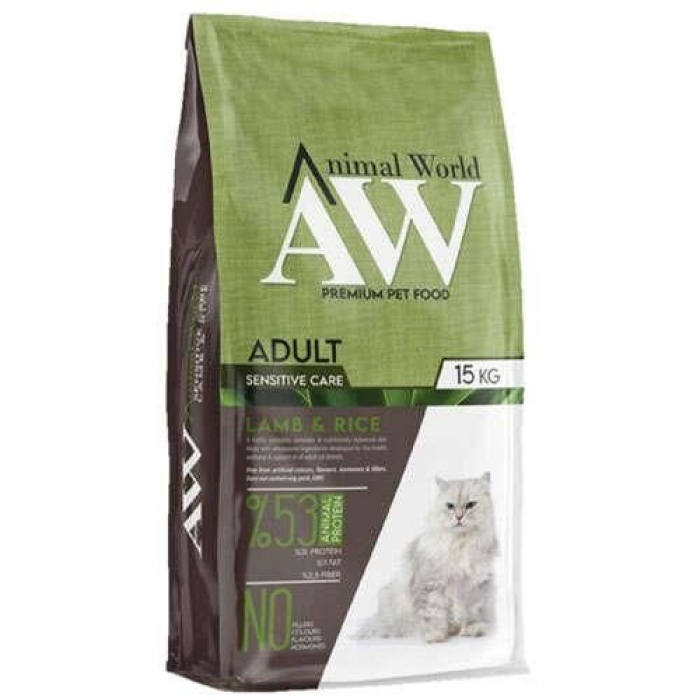 Animal World Kuzu Etli ve Pirinçli 15 kg Yetişkin Kedi Maması