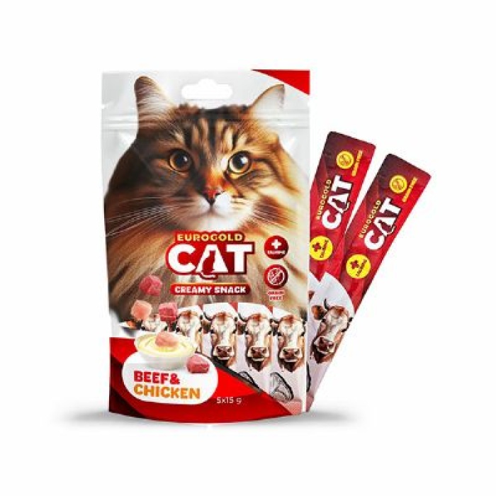 EuroGold Cat Sıvı Kedi Ödülü Dana - Tavuk Etli 5x15Gr