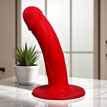 Kırmızı Penis Başlı Vajinal Silikon Plug Dildo