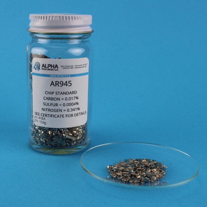 Carbon, Sulfur and Nitrogen Steel Chip CRM (C=0.017%, S=0.0004%, N=0.341%)