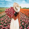 Canvas Şapkalı Çiçek Toplayan Kız Sayılarla Boyama Seti Rulo 60 x 75 cm
