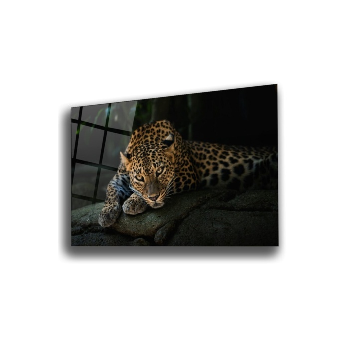 Leopar Cam Tablo   70 x 110 Çok Renkli