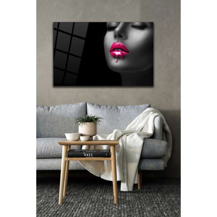 Pink Lips Cam Tablo   70 x 110 Çok Renkli