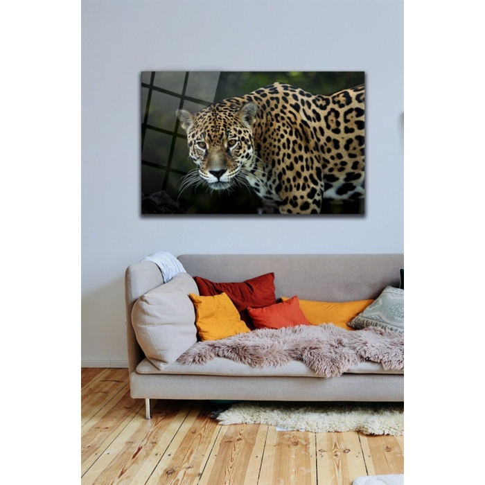 Leopar Cam Tablo   70 x 110 Çok Renkli