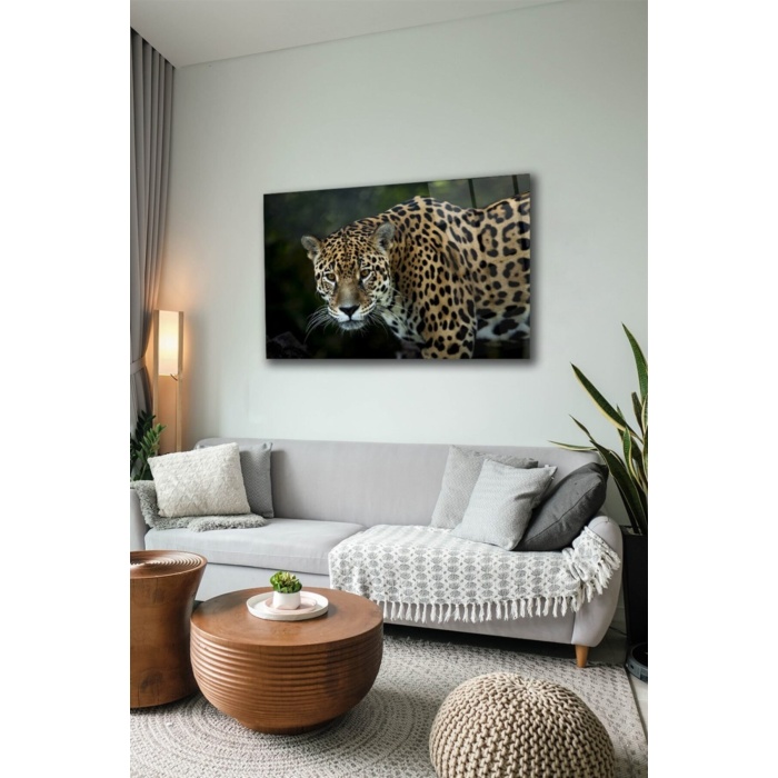 Leopar Cam Tablo   70 x 110 Çok Renkli