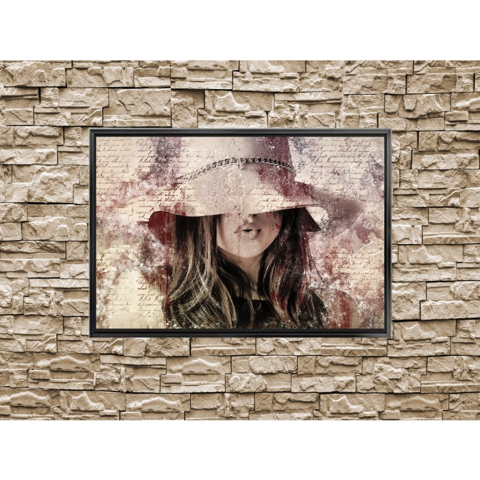 Tuval üzerine şapkalı kız Kanvas BaskıÇerçeve Seçeneği,DuvarSanatı Büyük KanvasTablosuÇERÇEVELİ