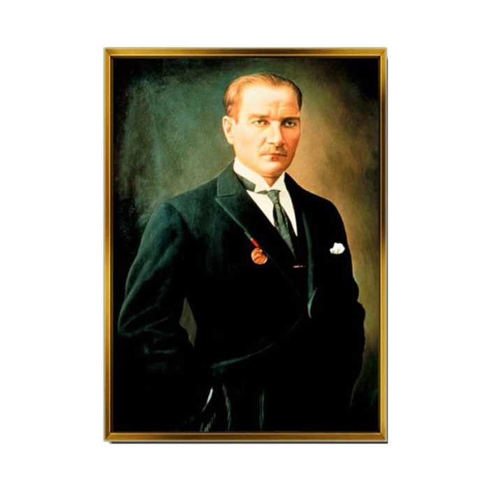 Tuval Üzerine Atatürk Baskısı,Çerçeve Seçeneği, Duvar Sanatı,Ekstra Büyük Kanvas Tablosu Çerçeveli