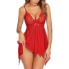 Seksi Kırmızı Tül Dantel Babydoll Gecelik 15507