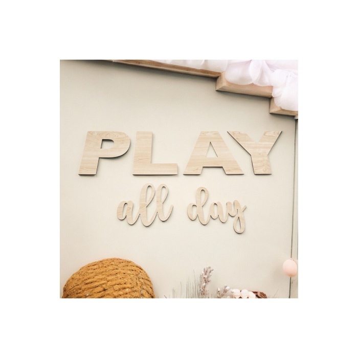 Play All Day Ahşap Yazı Küçük Boy