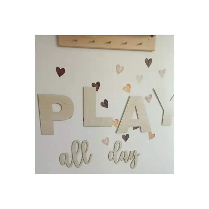 Play All Day Ahşap Yazı