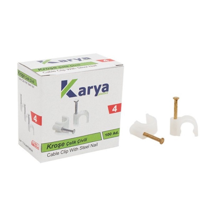 KROŞE 4 NUMARA ÇELİK ÇİVİLİ 8 MM (2*4 ANTİGRON KABLOLAR İÇİN) 100LÜ POŞET KARYA (4549)