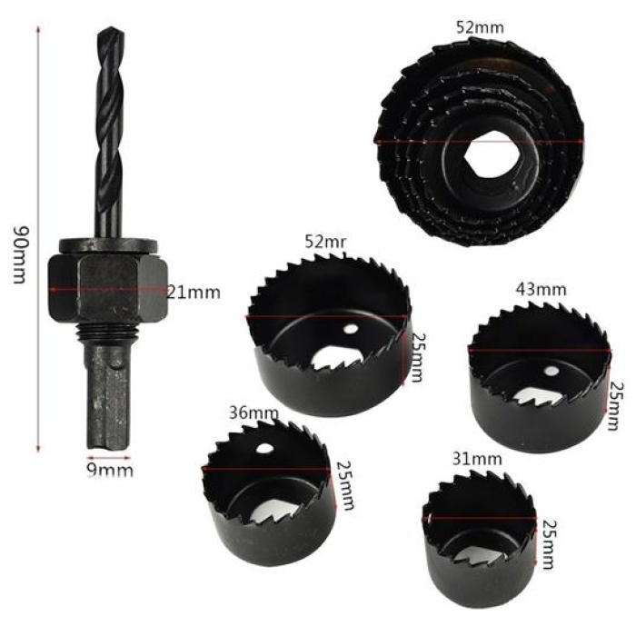6 Parça Demir Ahşap Alçıpan Delme Buat Açma Seti (4549)