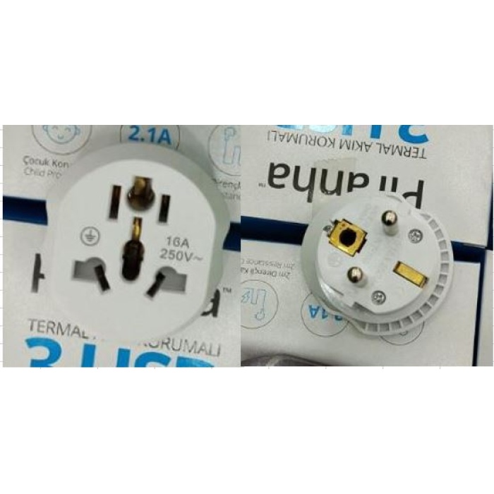 AMERİKAN İNGİLİZ FİŞ ADAPTÖR ÇEVİRİCİ 16A 250V NK-605K (4549)