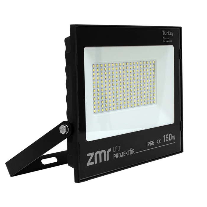 ZMR 150 WATT BEYAZ 6500K IP66 150* IŞIK AÇISI 220 VOLT SİYAH SLİM KASA LED PROJEKTÖR (4549)