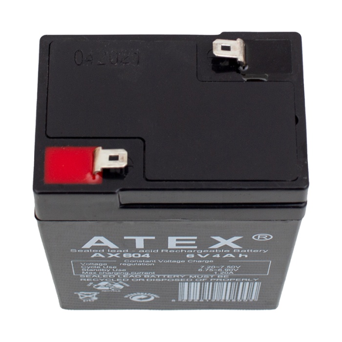 ATEX AX-604 AKÜ 6 VOLT - 4 AMPER IŞILDAK AKÜSÜ (70 X 48 X 101 MM) (4549)