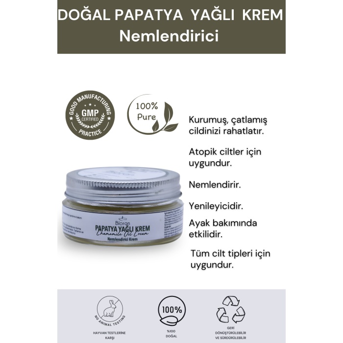 Papatya Yağlı %100 Doğal Içerikli Yoğun Bakım Kremi 40 Ml.