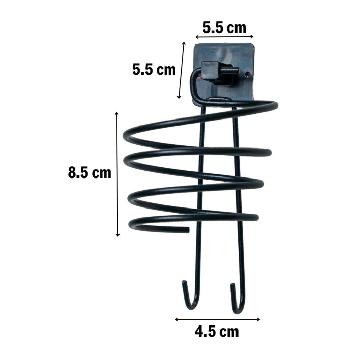 Kendiliğinden Yapışkanlı Siyah Paslanmaz Metal Fön Makinesi Askısı Saç Kurutma Makinesi Tutacağı (4549)