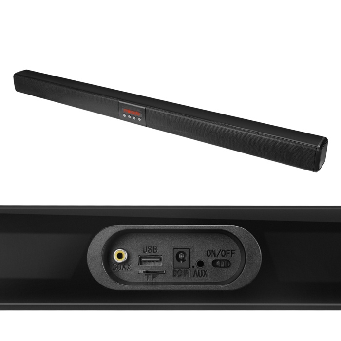 SİYAH 2X10W 12V/1.5A BT+USB+AUX+TF KARTLI EV SİNEMA SOUNDBAR HOPARLÖR MD-SB102 (4549)