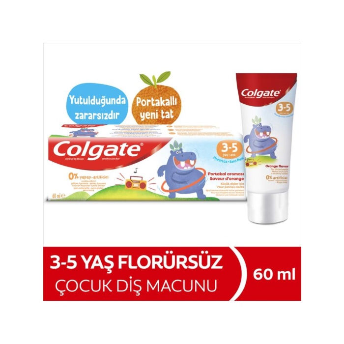 Colgate Kids Portakal Aromalı Florürsüz Diş Macunu 3-5 Yaş 60 ml