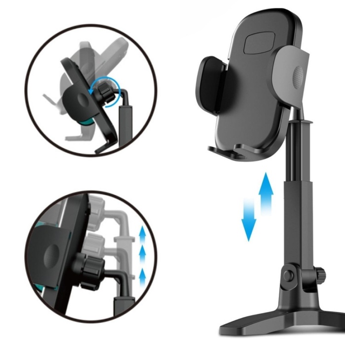 TOPTANBULURUM Masaüstü Telefon Standı 360 Derece Dönebilen Başlıklı Ayaklı Telefon Tripodu