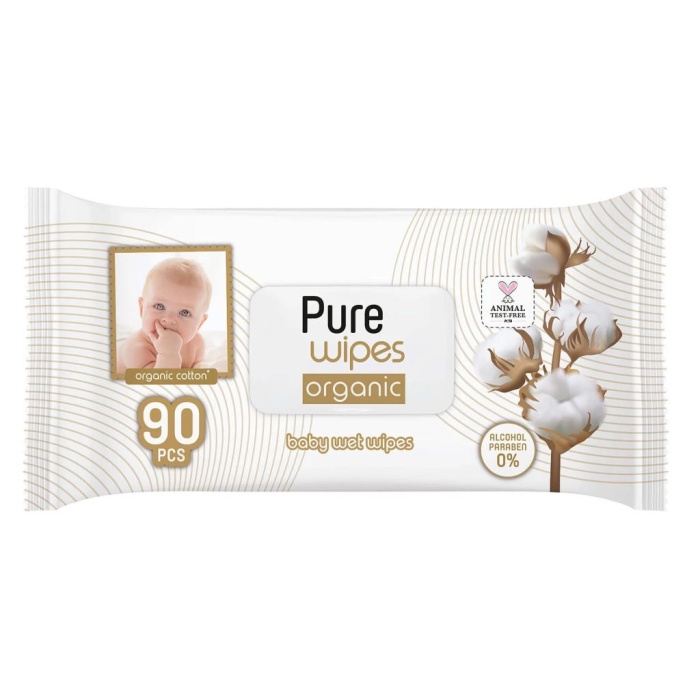 Pure Baby Organic Pamuk Islak Mendil 90 Adet