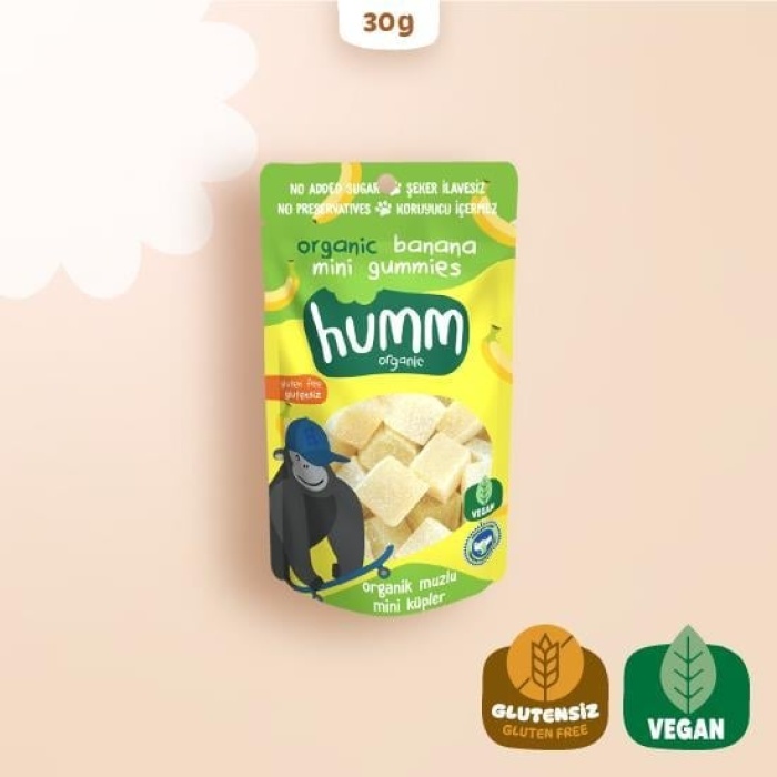 Humm Organik Muzlu Glutensiz Vegan Mini Küpler 30 Gr