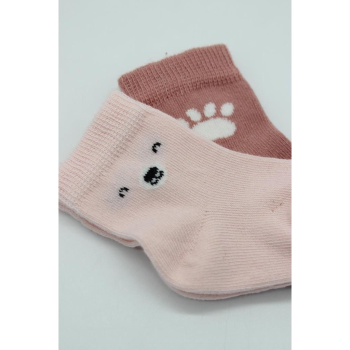 Bistyle Bear Penye Soket Çorap 2Li BS10116 Pembe