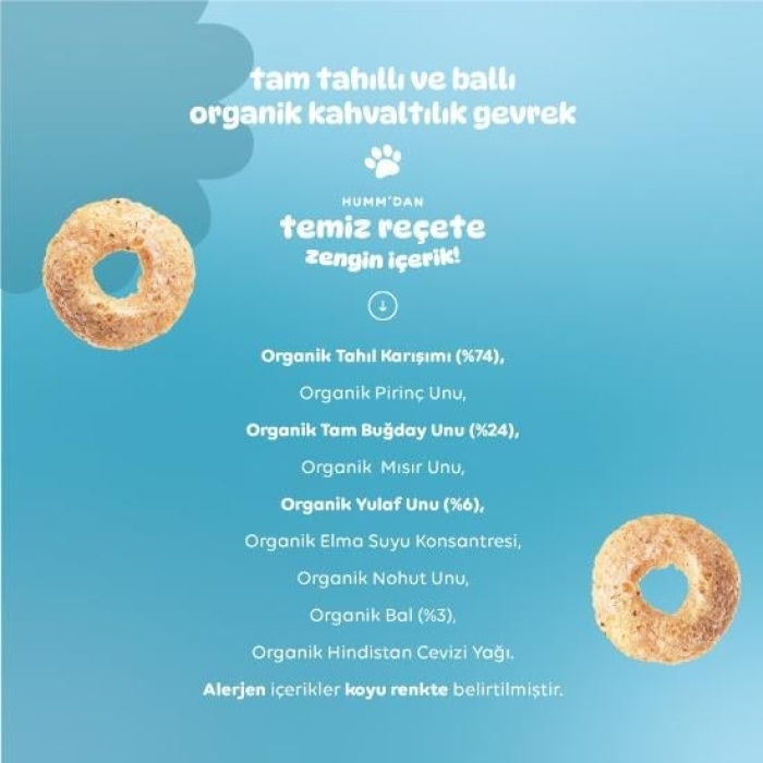 Humm Organik Tam Tahıllı ve Ballı Kahvaltılık Gevrek 80 Gr