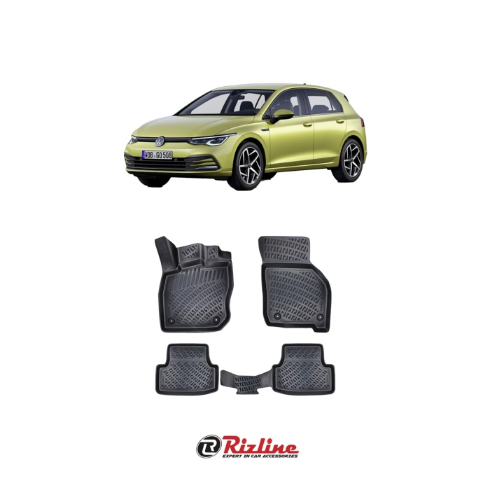 Volkswagen Golf 8 2019-2023 (Otomatik Vites) Siyah 3D Havuzlu Paspas