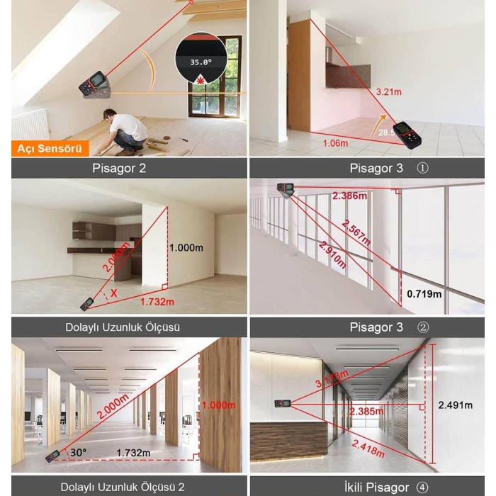 KOBB KBL50 50m Profesyonel Li-ion Şarjlı Lazer Metre