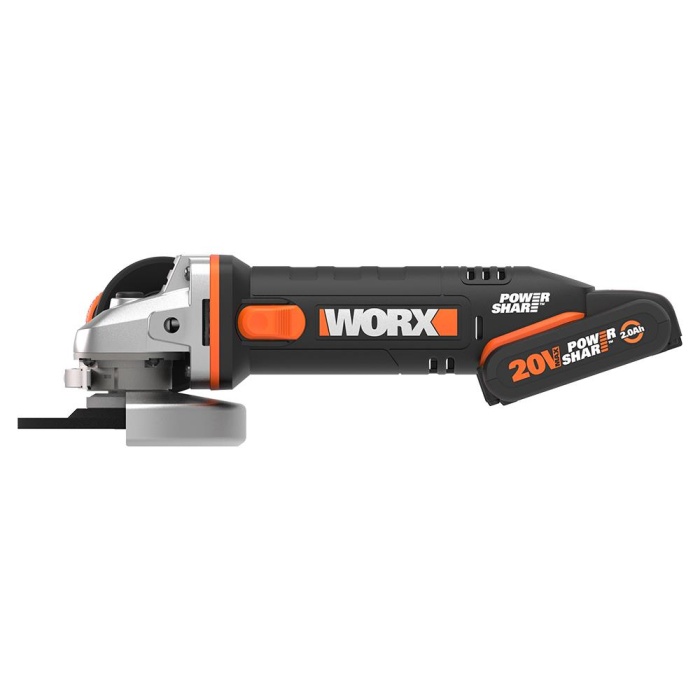 WORX WX800 20Volt 2.0 Ah. Li-ion Çift Akülü 115mm Profesyonel Şarjlı Avuç Taşlama