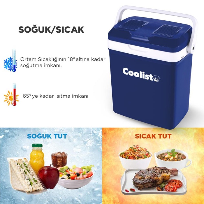 Coolist CLT18 12Volt/220Volt AC/DC 18 Litre Sıcak/Soğuk Oto Buzdolabı