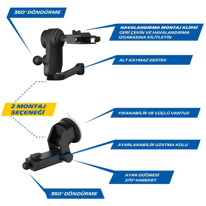 Michelin MC33368 Wireless Telefon Şarj Cihazı ve Dokunmatik Akıllı Telefon Tutucu