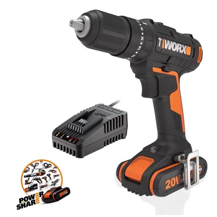 WORX WX370.9C 20Volt/2.0Ah. Li-ion Tek Akülü Profesyonel Şarjlı Darbeli Matkap