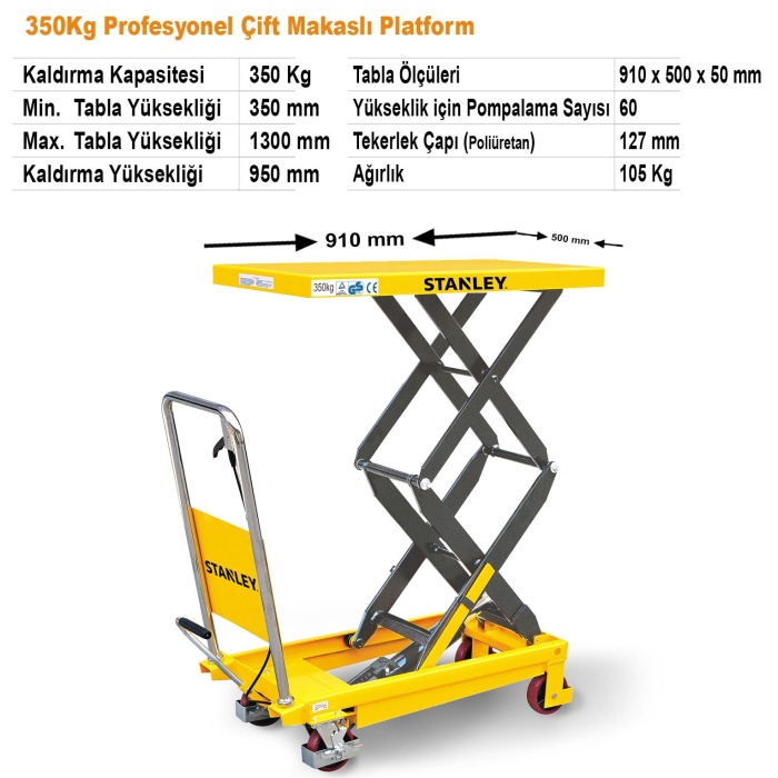 Stanley XX350 350Kg Profesyonel Çift Makaslı Platform