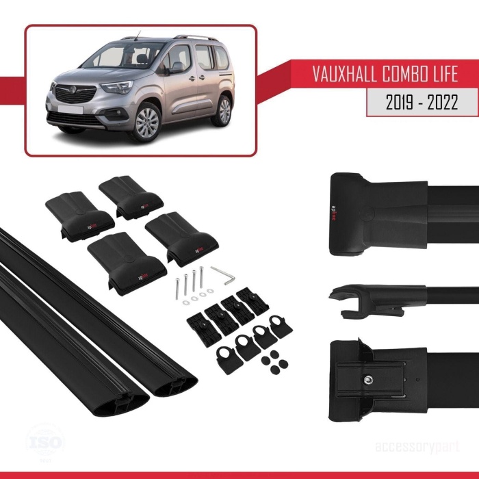 Vauxhall Combo Life 2019-2022 Arası ile Uyumlu FLY Model Ara Atkı Tavan Barı SİYAH