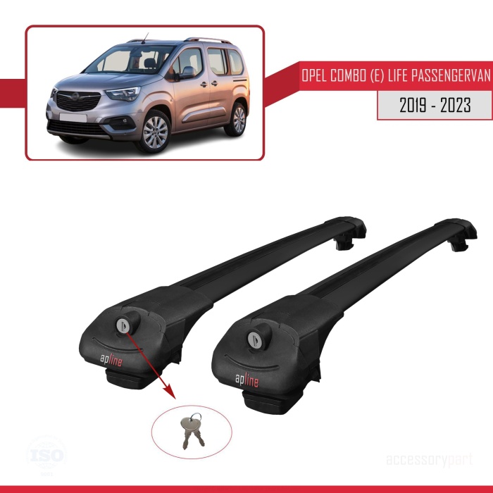 Opel Combo (E) Life PASSENGERVAN 2019-2023 Arası ile uyumlu ACE-1 Ara Atkı Tavan Barı SİYAH