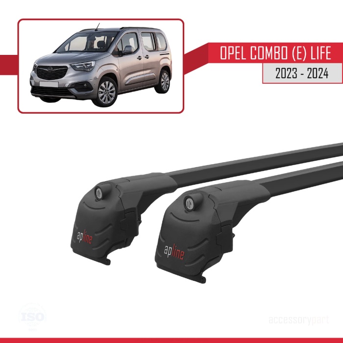 Opel Combo (E) Life 2023 ve Sonrası ile uyumlu ACE-2 Ara Atkı Tavan Barı SİYAH