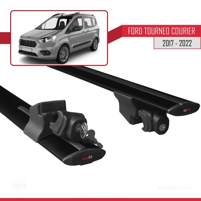 Ford Tourneo Courier 2017-2022 Arası ile uyumlu HOOK Model Anahtar Kilitli Ara Atkı Tavan Barı SİYAH