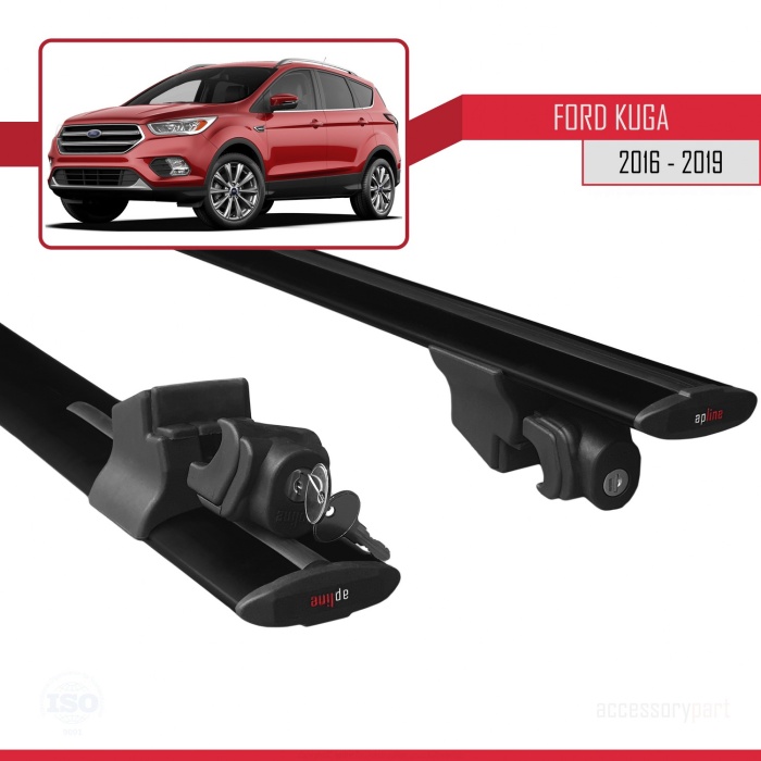 Ford Kuga 2016-2019 Arası ile uyumlu HOOK Model Anahtar Kilitli Ara Atkı Tavan Barı SİYAH