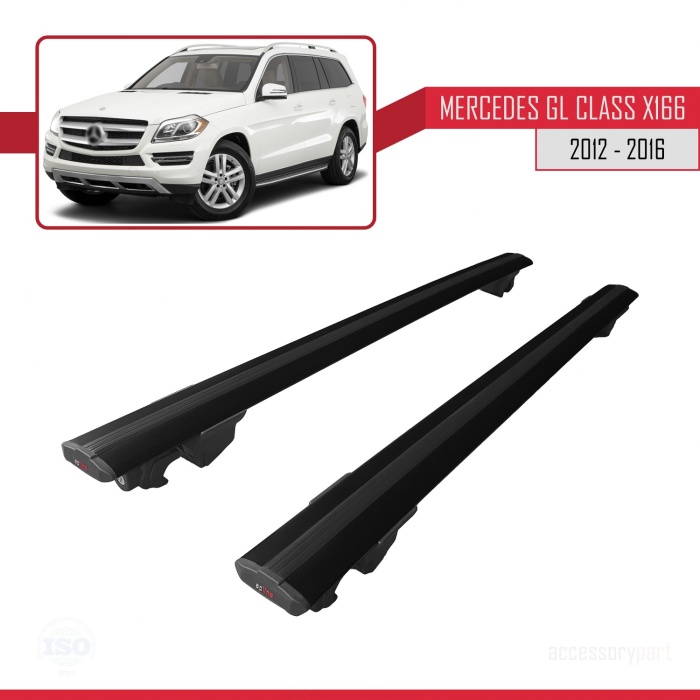 Mercedes GL (X166) 2012-2016 Arası ile Uyumlu HOOK Model Anahtar Kilitli Ara Atkı Tavan Barı SİYAH