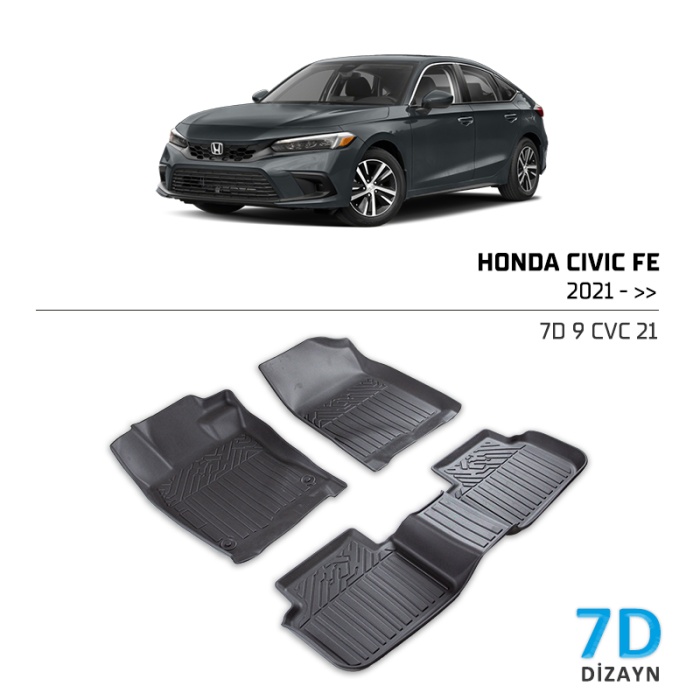 Honda Civic FE 2021 ve Sonrası 7D Havuzlu Paspas