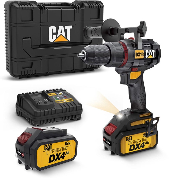 CAT DX13.1 18Volt/4.0Ah Li-ion 80Nm. Çift Akülü Kömürsüz Profesyonel Şarjlı Darbeli Matkap