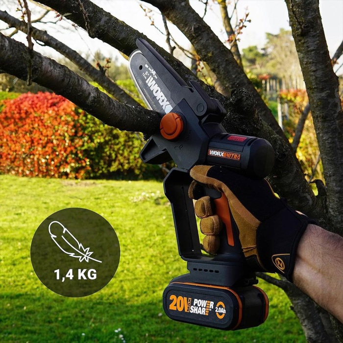 WORX WG325E 20Volt 2.0Ah Li-ion 12CM Profesyonel Şarjlı Kömürsüz Zincirli Testere