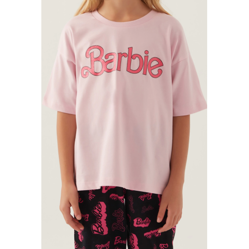 Barbie L1704-3 Kız Çocuk Kısa Kol Pijama Takımı