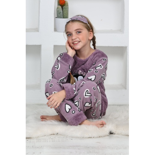 Kapitex 4992 Kız Çocuk Penguenli Polar Uzun Kol Pijama Takımı