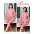 Alissa 6231 Bayan Önü Düğmeli Kedi Desenli Pijama Takımı