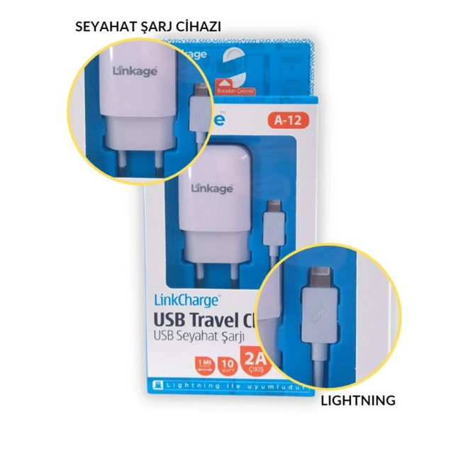 Linkage Iphone Lightning Şarj 2.1A/10W 1xusb 1mt Kablosu Lkc-12